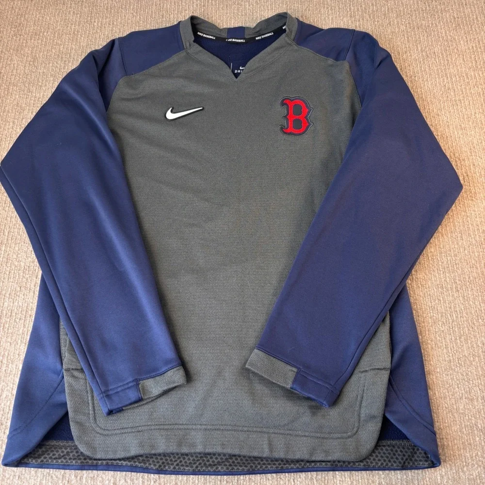 Nike Gray Blue Thermal Fit Crewneck Sweatshirt Men's Size Medium Boston Red Sox